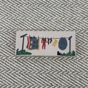 The Cat's Meow Village Clothes Line Wooden Shelf Sitter